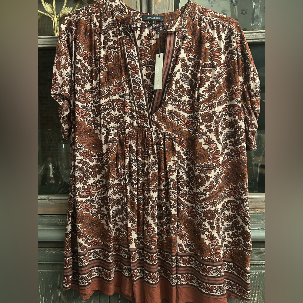 NWT Women Olivaceous Fall Tunic Dress Large